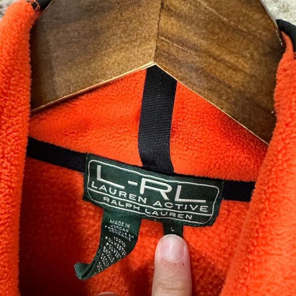 LRL Ralph Lauren Active Jacket Womens Size Large L Orange/Black Fleece Full Zip - Picture 7 of 10